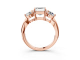 Rose gold Three-Stone Asscher Cut Diamond Channel Set Engagement Ring with Prong Setting_10