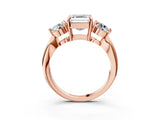 Rose gold Three-Stone Asscher Cut Diamond Channel Set Engagement Ring with Prong Setting_22