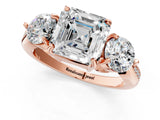 Rose gold Three-Stone Asscher Cut Diamond Channel Set Engagement Ring with Prong Setting_8