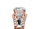 Rose gold Three-Stone Asscher Cut Diamond Engagement Ring with Pave Band and Prong Setting_11