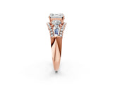 Rose gold Three-Stone Asscher Cut Diamond Engagement Ring with Pave Band and Prong Setting_20
