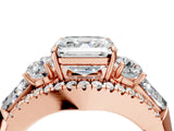 Rose gold Three-Stone Asscher Cut Diamond Engagement Ring with Pave Band and Prong Setting_22