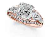 Rose gold Three-Stone Asscher Cut Diamond Engagement Ring with Pave Band and Prong Setting_7