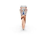 Rose gold Three-Stone Asscher Cut Diamond Engagement Ring with Pave Band and Prong Setting_8