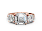 Rose gold Three-Stone Asscher Cut Diamond Engagement Ring with Prong Setting_3