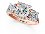 Rose gold Three-Stone Asscher Cut Diamond Engagement Ring with Prong Setting_4
