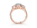 Rose gold Three-Stone Asscher Cut Diamond Engagement Ring with Prong Setting_6