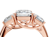 Rose gold Three-Stone Asscher Cut Diamond Engagement Ring with Prong Setting_7