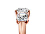 Rose gold Three-Stone Asscher Cut Diamond Engagement Ring with Prong Setting_8