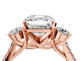 Rose gold Three-Stone Asscher Cut Diamond Pavé Band with Four-Prong Setting_11