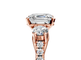 Rose gold Three-Stone Asscher Cut Diamond Pavé Band with Four-Prong Setting_12