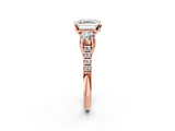 Rose gold Three-Stone Asscher Cut Diamond Pavé Band with Four-Prong Setting_9