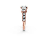 Rose gold Three-Stone Asscher Cut Diamond Pavé Band with Prong Setting_5