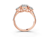Rose gold Three-Stone Asscher Cut Diamond Pavé Band with Prong Setting_6