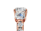 Rose gold Three-Stone Asscher Cut Diamond Pavé Band with Prong Setting_8