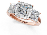Rose gold Three-Stone Asscher Cut Diamond Ring with Channel-Set Band and Four-Prong Setting_41