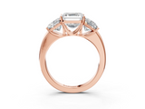 Rose gold Three-Stone Asscher Cut Diamond Ring with Channel-Set Band and Four-Prong Setting_43