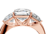 Rose gold Three-Stone Asscher Cut Diamond Ring with Channel-Set Band and Four-Prong Setting_44