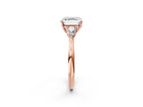 Rose gold Three-Stone Asscher Cut Diamond Ring with Pear  Side Stones in Four-Prong Setting_14