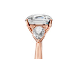 Rose gold Three-Stone Asscher Cut Diamond Ring with Pear  Side Stones in Four-Prong Setting_17