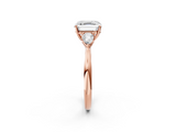 Rose gold Three-Stone Asscher Cut Diamond Ring with Pear Side Stones in Four-Prong Setting_25