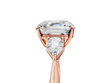 Rose gold Three-Stone Asscher Cut Diamond Ring with Pear Side Stones in Four-Prong Setting_28