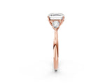 Rose gold Three-Stone Asscher Cut Diamond Ring with Pear  Side Stones in Four-Prong Setting_50