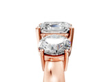 Rose gold Three-Stone Asscher Cut Diamond Ring with Round Side Stones, Classic Band, and Four-Prong Setting_8