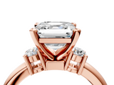 Rose gold Three-Stone Asscher Cut Diamond Solitaire with Prong Setting and Classic Band_11