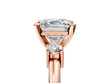 Rose gold Three-Stone Asscher Cut Diamond Solitaire with Prong Setting and Classic Band_12