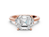 Rose gold Three-Stone Asscher Cut Diamond Solitaire with Prong Setting and Classic Band_7