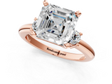 Rose gold Three-Stone Asscher Cut Diamond Solitaire with Prong Setting and Classic Band_8