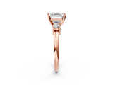 Rose gold Three-Stone Asscher Cut Diamond Solitaire with Prong Setting and Classic Band_9