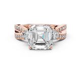 Rose gold Three-Stone Asscher Cut Diamond Twist Band with Prong Setting_24