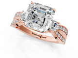 Rose gold Three-Stone Asscher Cut Diamond Twist Band with Prong Setting_25