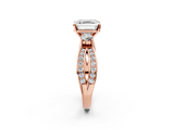 Rose gold Three-Stone Asscher Cut Diamond Twist Band with Prong Setting_26