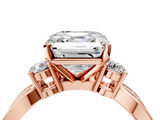 Rose gold Three-Stone Asscher Cut Diamond Twist Band with Prong Setting_28