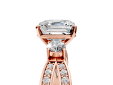 Rose gold Three-Stone Asscher Cut Diamond Twist Band with Prong Setting_29