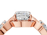 Rose gold Three-Stone Asscher Cut Diamond Wave Pave Band with Prong Setting_13