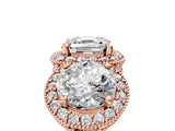 Rose gold Three-Stone Asscher Cut Halo Diamond Milgrain Band with Four-Prong Setting_8