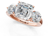 Rose gold Three-Stone Asscher Cut Solitaire Ring with Prong Setting on a Classic Band_47