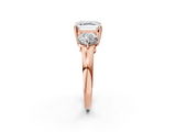 Rose gold Three-Stone Asscher Cut Solitaire Ring with Prong Setting on a Classic Band_48