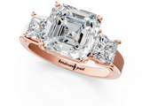 Rose gold Three-Stone Asscher Cut Solitaire Ring with Prong Setting_4