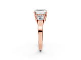 Rose gold Three-Stone Asscher Cut Solitaire Ring with Prong Setting_5