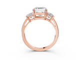 Rose gold Three-Stone Asscher Cut Solitaire Ring with Prong Setting_6