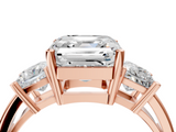 Rose gold Three-Stone Asscher Cut Solitaire Ring with Prong Setting_7