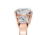 Rose gold Three-Stone Asscher Cut Solitaire Ring with Prong Setting_8