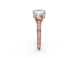 Rose gold Three-Stone Asscher Diamond Milgrain Pave Band with Prong Setting 3