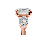 Rose gold Three-Stone Asscher Diamond Ring with Pear Side Stones in Four-Prong Setting_29