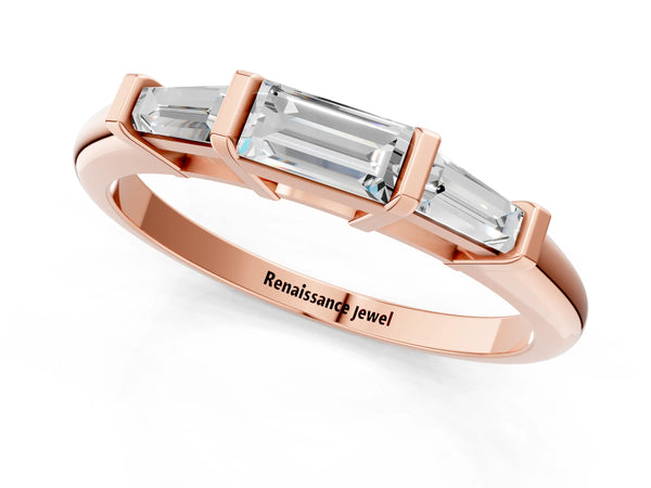 Rose gold Three-Stone Baguette Cut Channel Set Diamond Band